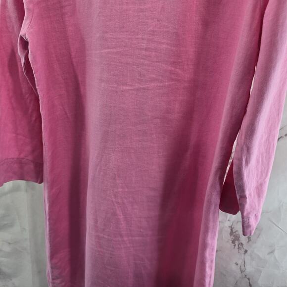 Anthropologie Dress Womens Small P Petite Pink Linen Popover Button Shift Mini - Picture 8 of 12